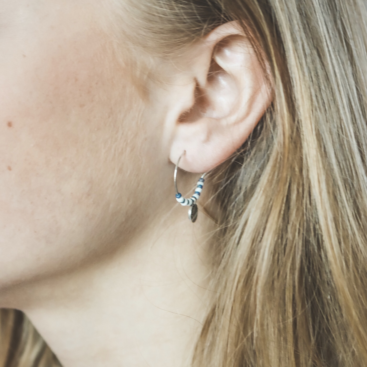 Blue white earrings