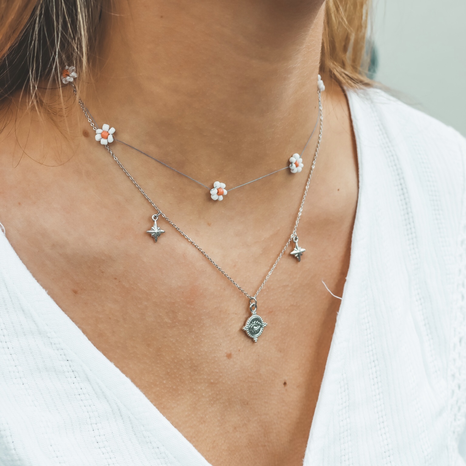 Fine jewelry: eye stars necklace silver