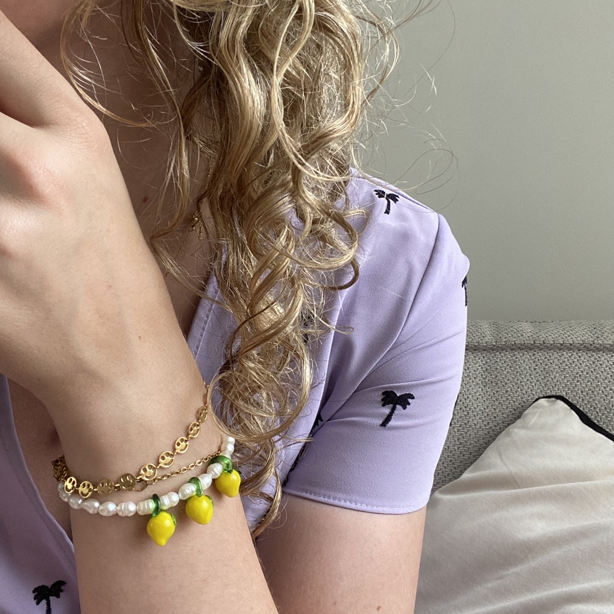 Triple lemon bracelet pearls